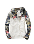 M2MO Mens Floral Long Sleeve Hooded Windbreaker Jacket